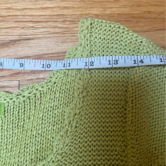 Sigrid Olsen Women L Crochet Short Sleeve Sweater Lime Green Cotton - Picture 4 of 6